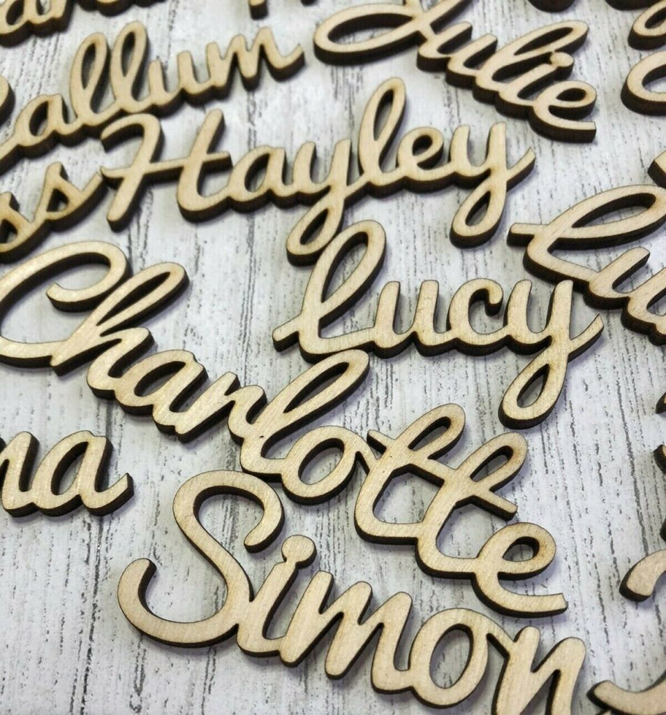 Large Personalised Wood Names RainbowRhinoLaser