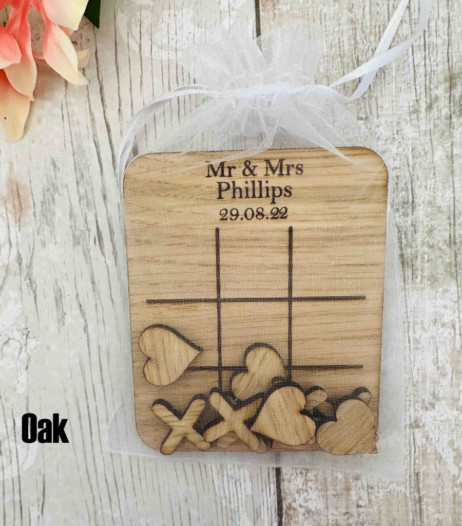 Wedding Favour Mini Party Games Noughts And Crosses RainbowRhinoLaser