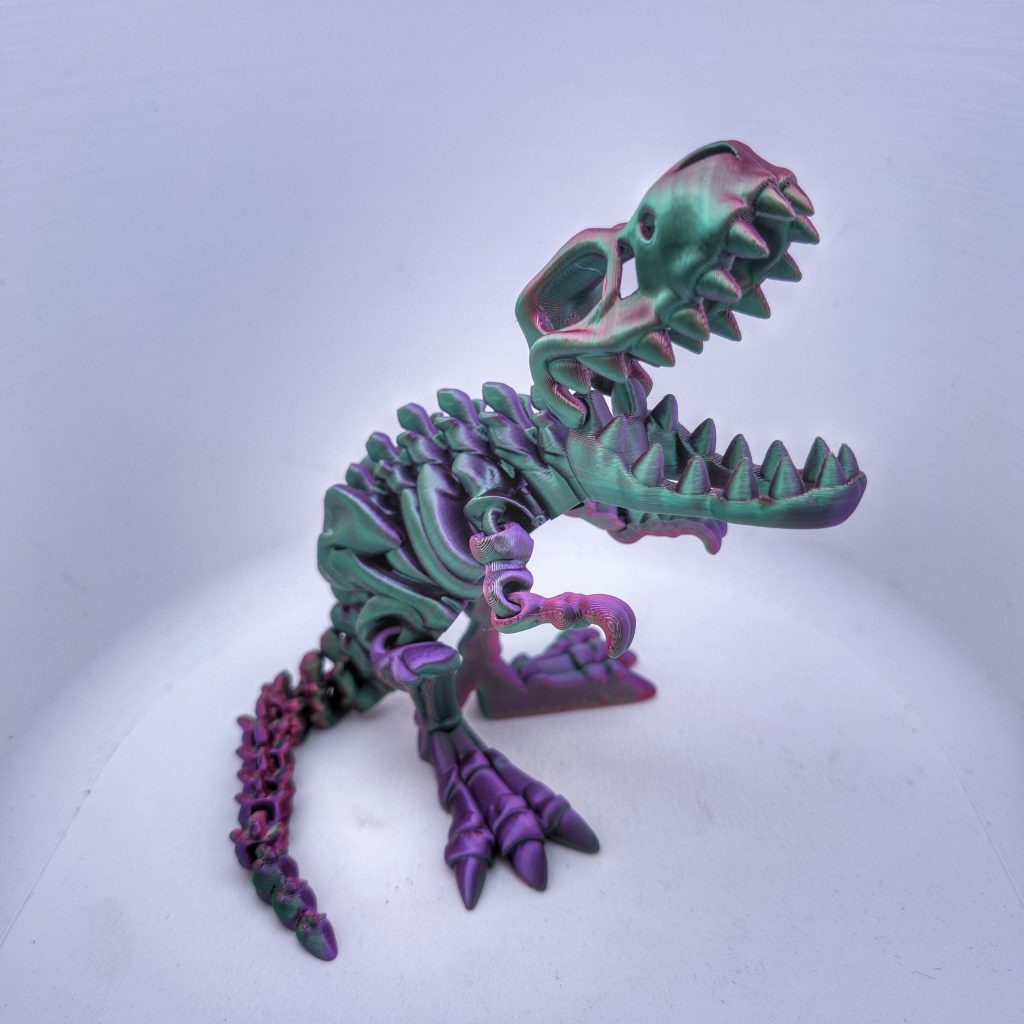 3D Medium T Rex Tri Purple Green Blue