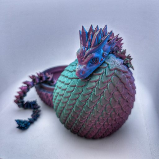 3D Printed Giant Egg with Articulated  Dragon
